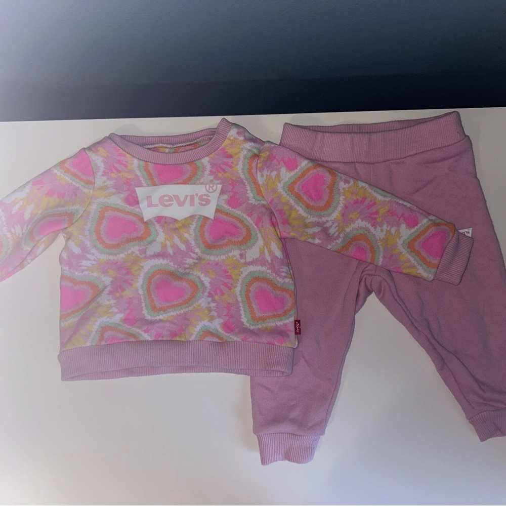 Levi's Pink Heart Pattern Baby Set
